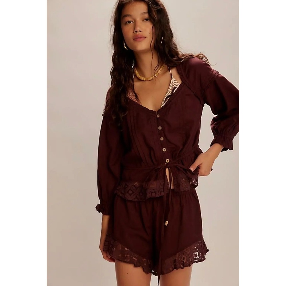 NWT Free People Oakley Set Lace Trim Top and Shorts 
Size: L